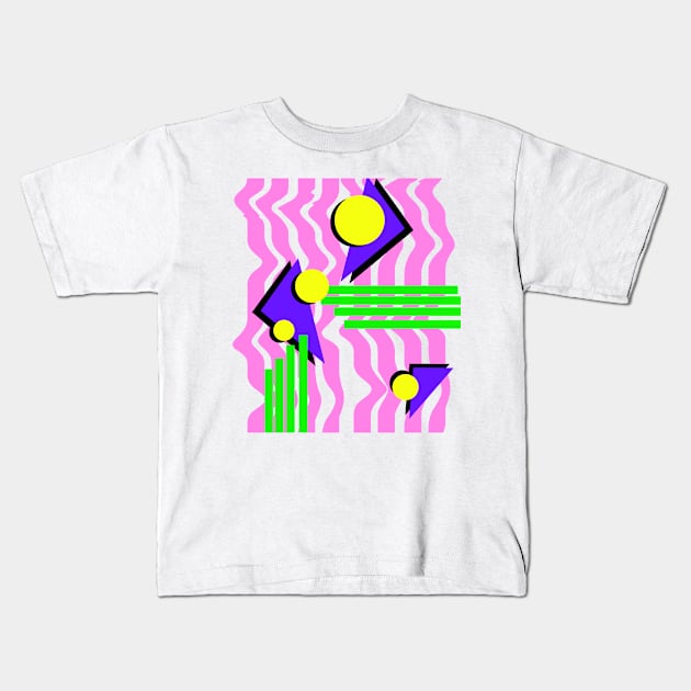 90's Vibrant Geometric Pattern T-Shirt Kids T-Shirt by lodesignshop